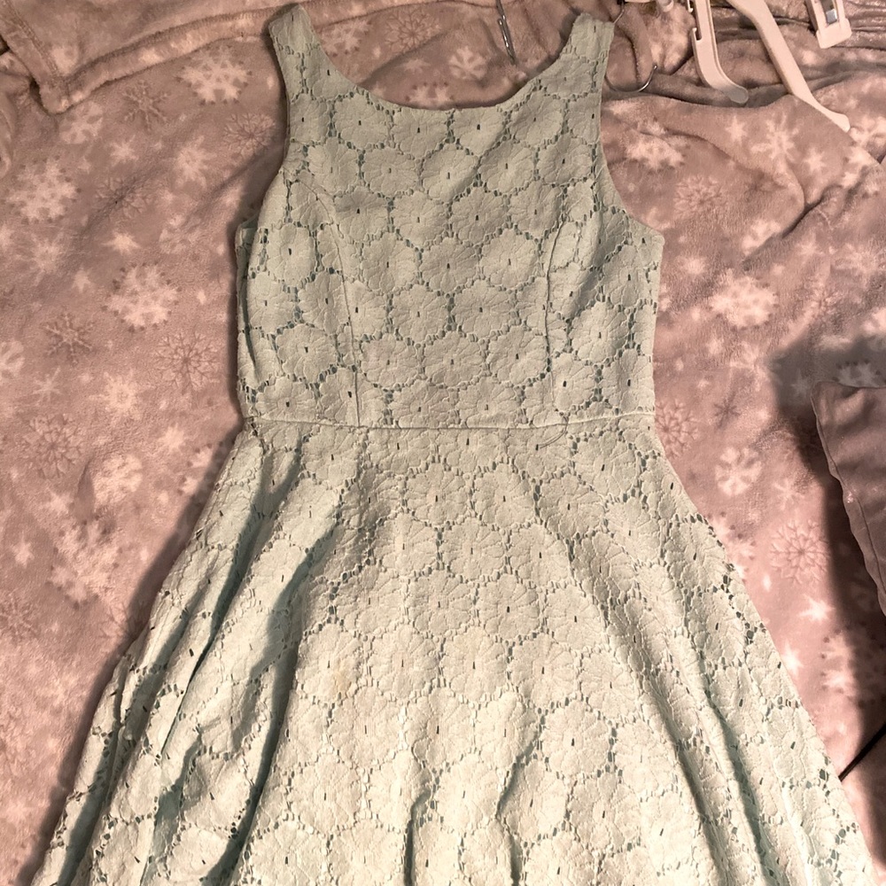 mint floral lace over dress